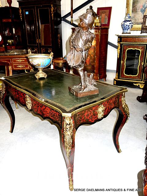 Desk Boulle Tortoise And Brass Inlay France Louis Xiv Style