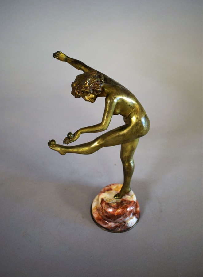 Art Deco Bronze Statue Juggler signed  CLJR COLINET Brussels 1880-1950