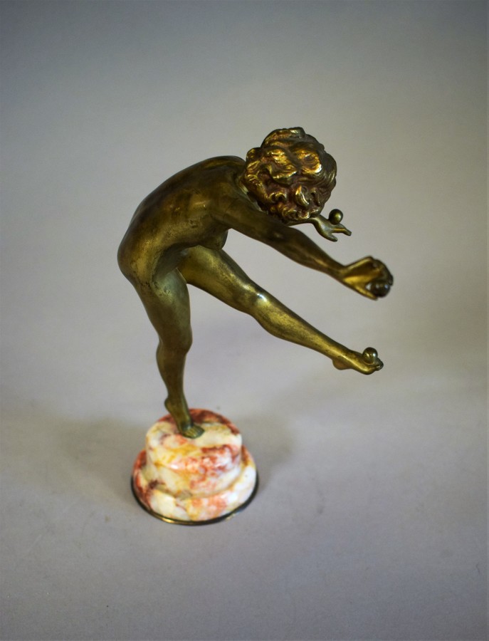 Art Deco Bronze Statue Juggler signed  CLJR COLINET Brussels 1880-1950