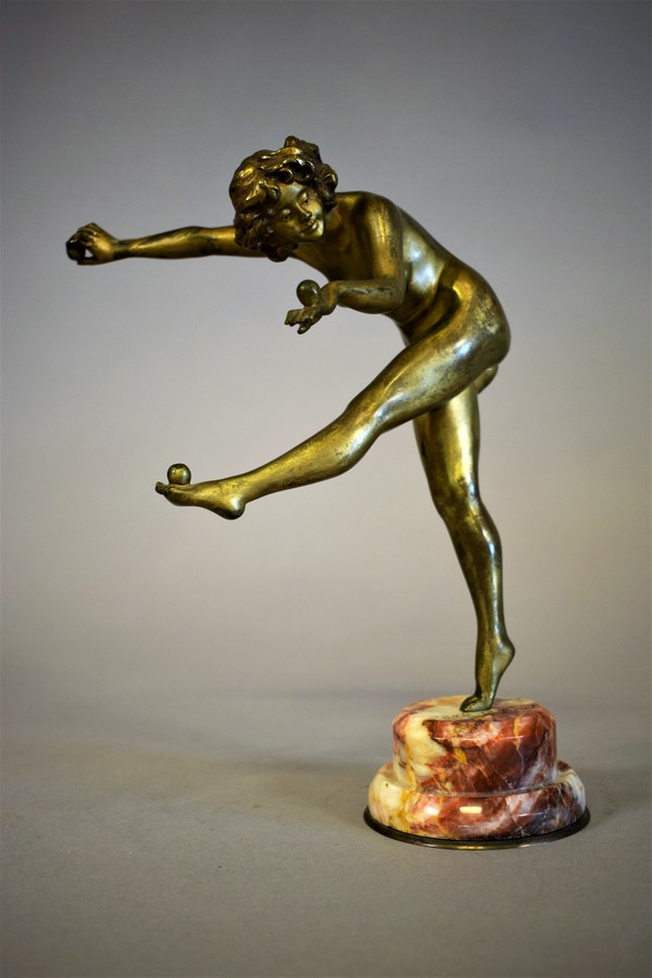 Art Deco Bronze Statue Juggler signed  CLJR COLINET Brussels 1880-1950