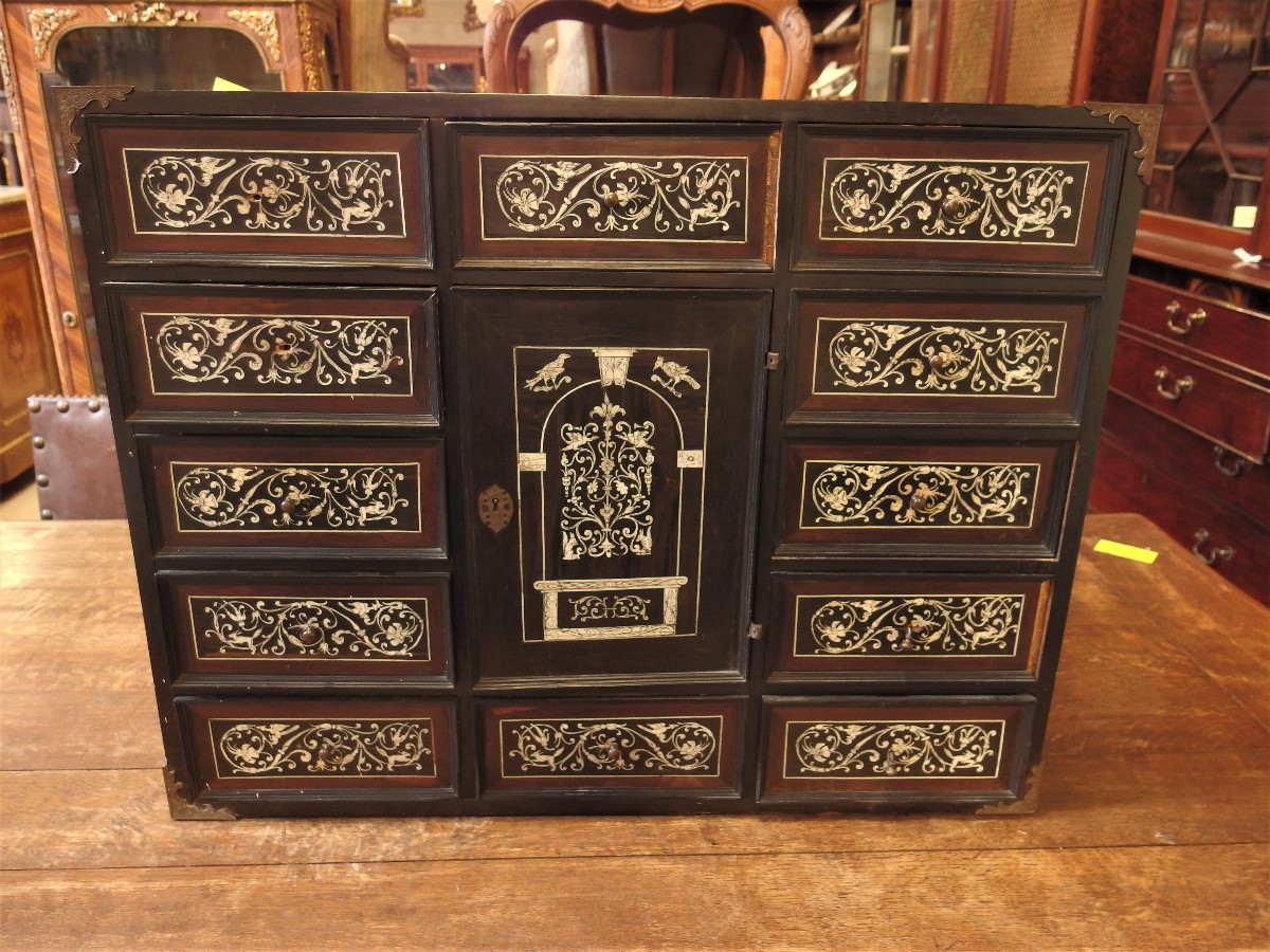 Collectors Cabinet Ebony and Ivory inlay, Italy  late 18th century