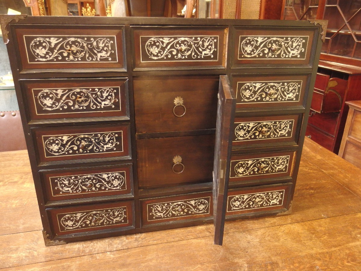 Collectors Cabinet Ebony and Ivory inlay, Italy  late 18th century