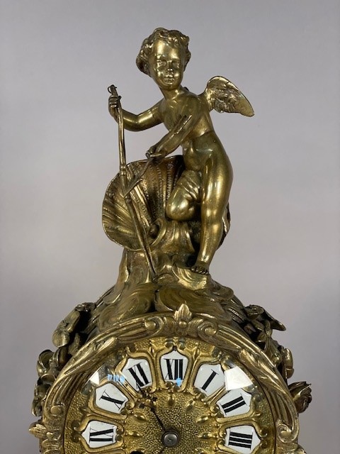 French Cupid and Bull mantleclock