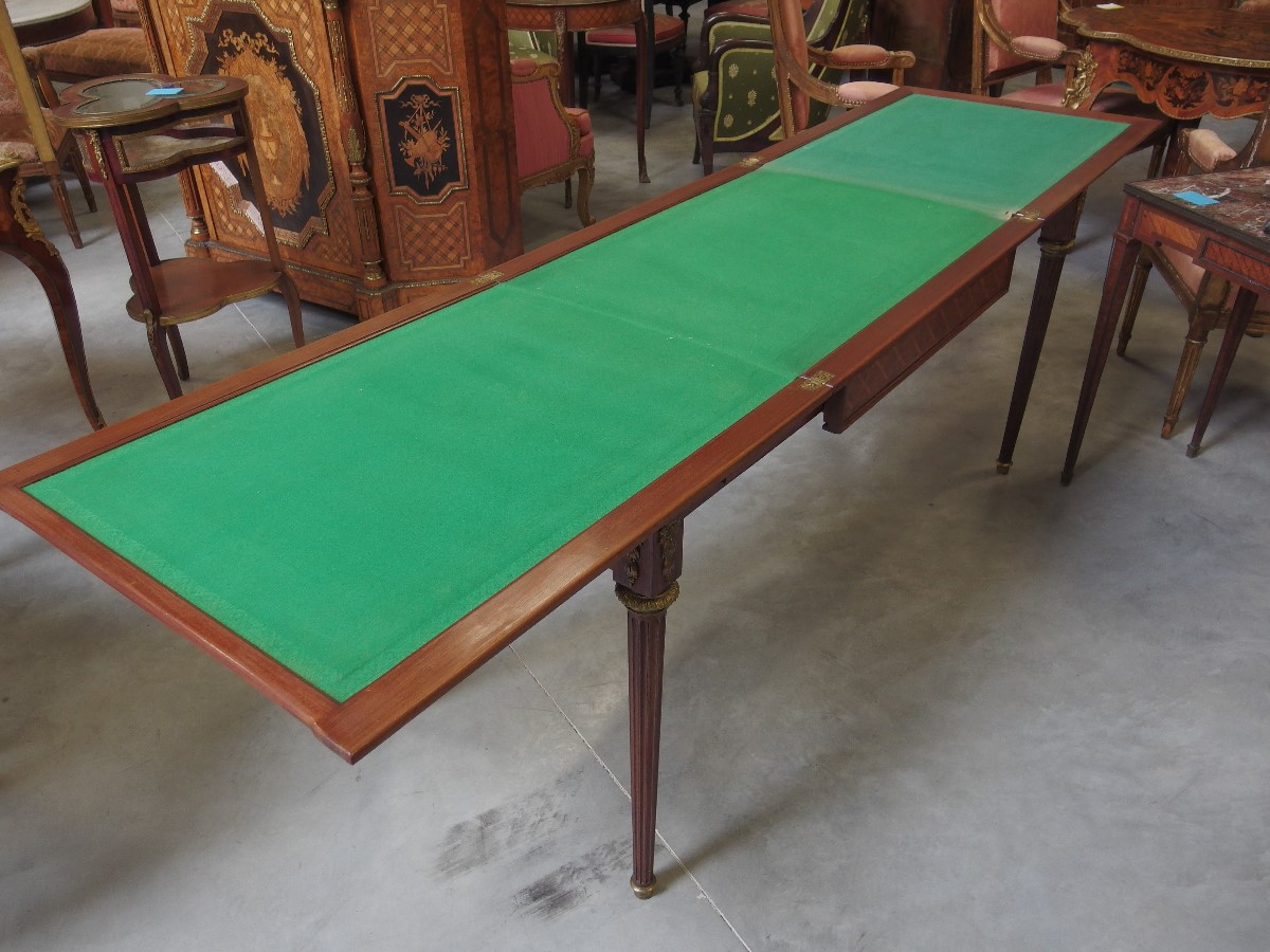 Game Table Louis XVI Style Parquetry Mahogany  France 19th Century