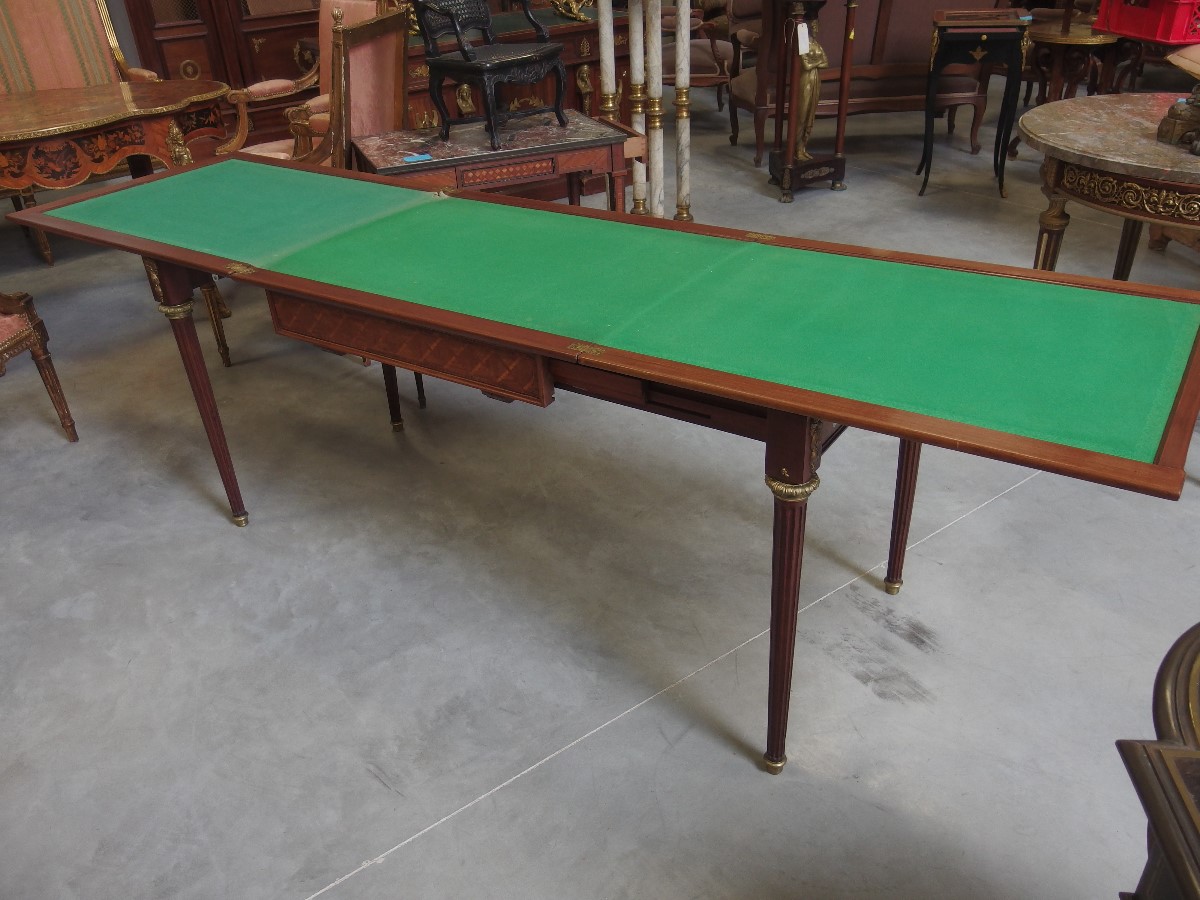 Game Table Louis XVI Style Parquetry Mahogany  France 19th Century