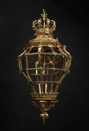 Large Gilt Bronze Cut Glass Lantern Versailles Model France 19th Century