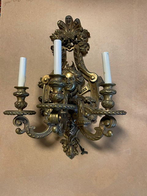 Large pair of 3-light Mazarin sconces