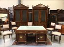 Library or Office Furniture Set Mahogany and Bronze Ornaments Empire Style France around 1900