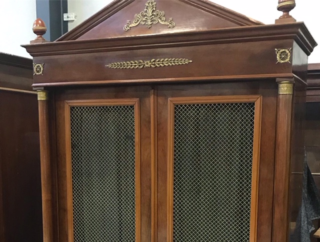 Library or Office Furniture Set Mahogany and Bronze Ornaments Empire Style France around 1900