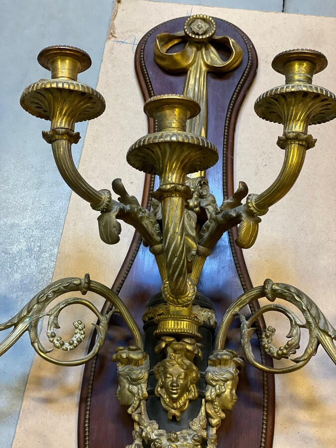 Monumental pair of Louis XVI wall lights 