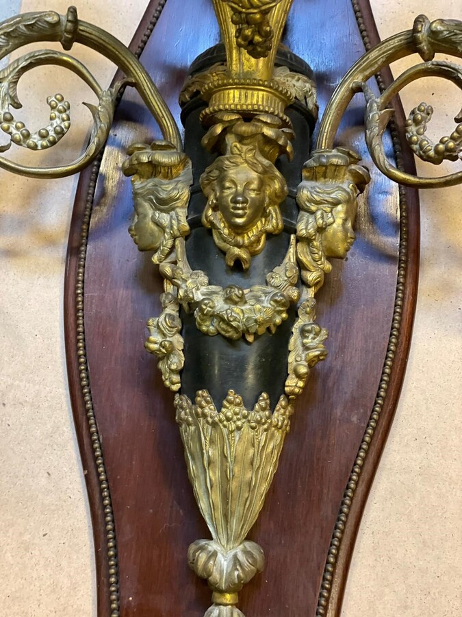 Monumental pair of Louis XVI wall lights 