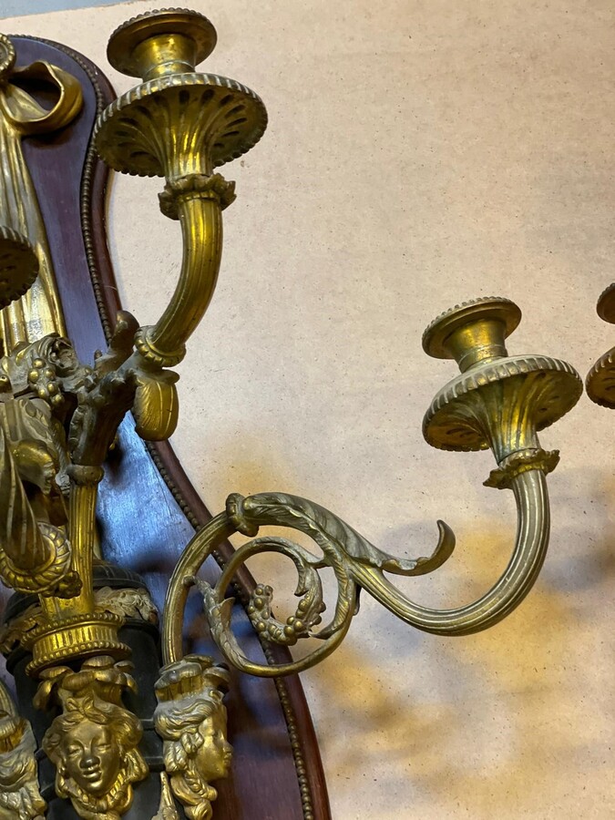 Monumental pair of Louis XVI wall lights 