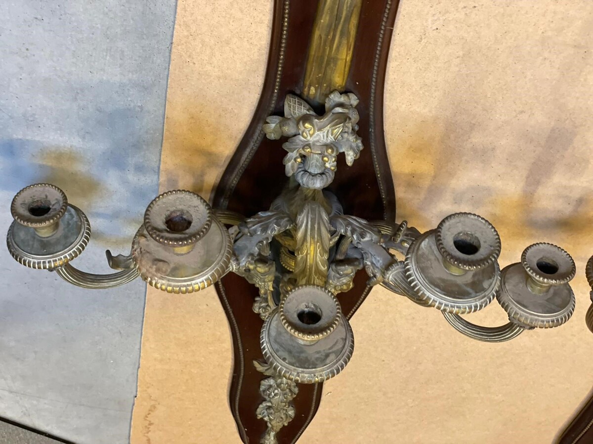 Monumental pair of Louis XVI wall lights 