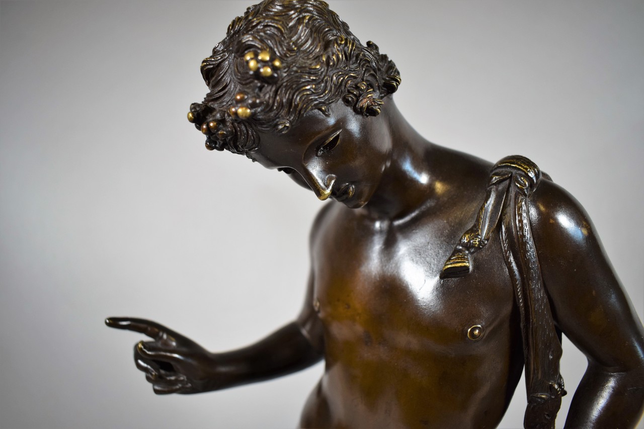 Narcissus Grand Tour bronze sculpture Italy late 19th century