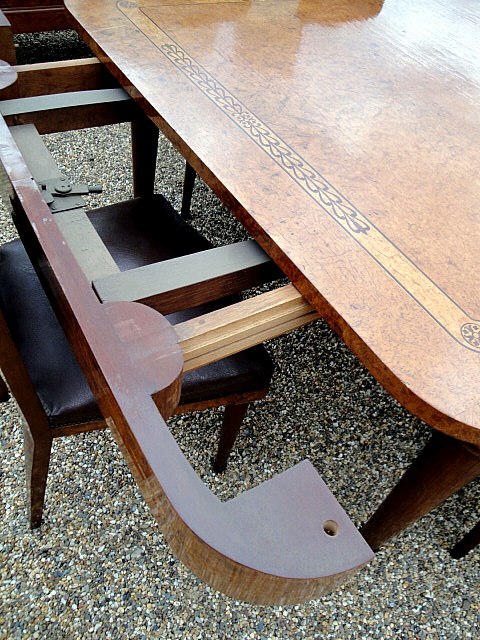 Neo-classical Style Dining Room Suite Amboyna Burl Wood Marquetry France circa 1920