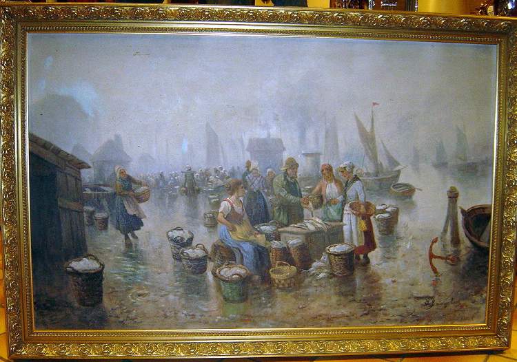 Painting signed A. Baumgartner (Stoiloff) The Fishmarket