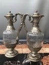 Pair Ewers Silver and Crystal France early XXth century