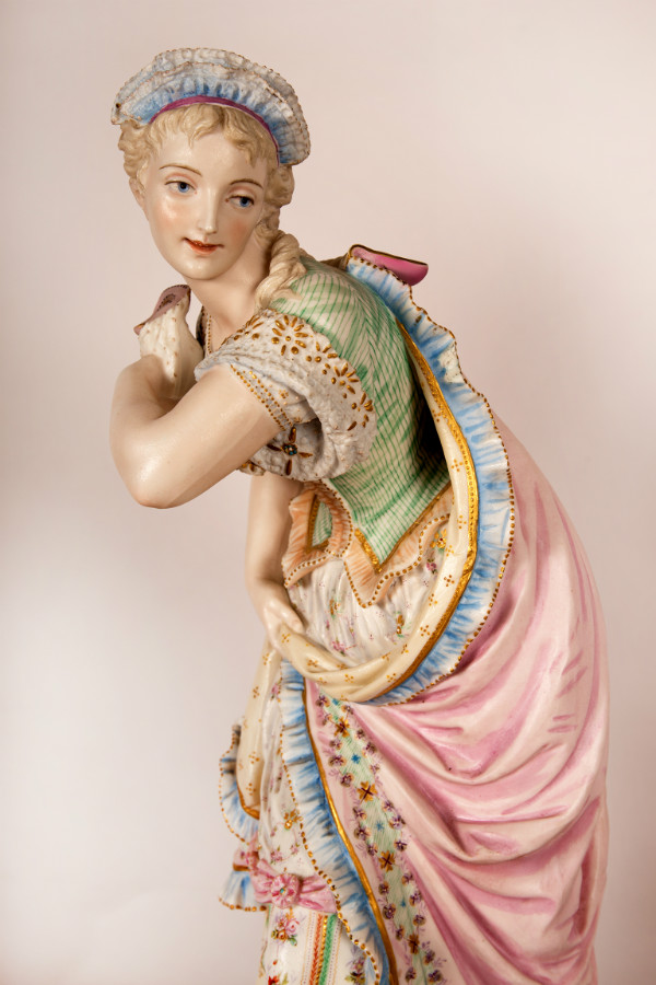 Pair of painted biscuit porcelain statues,  marked Vion et Baury , Paris 19th century