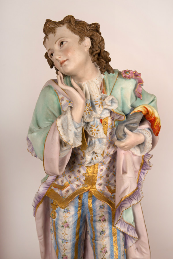 Pair of painted biscuit porcelain statues,  marked Vion et Baury , Paris 19th century