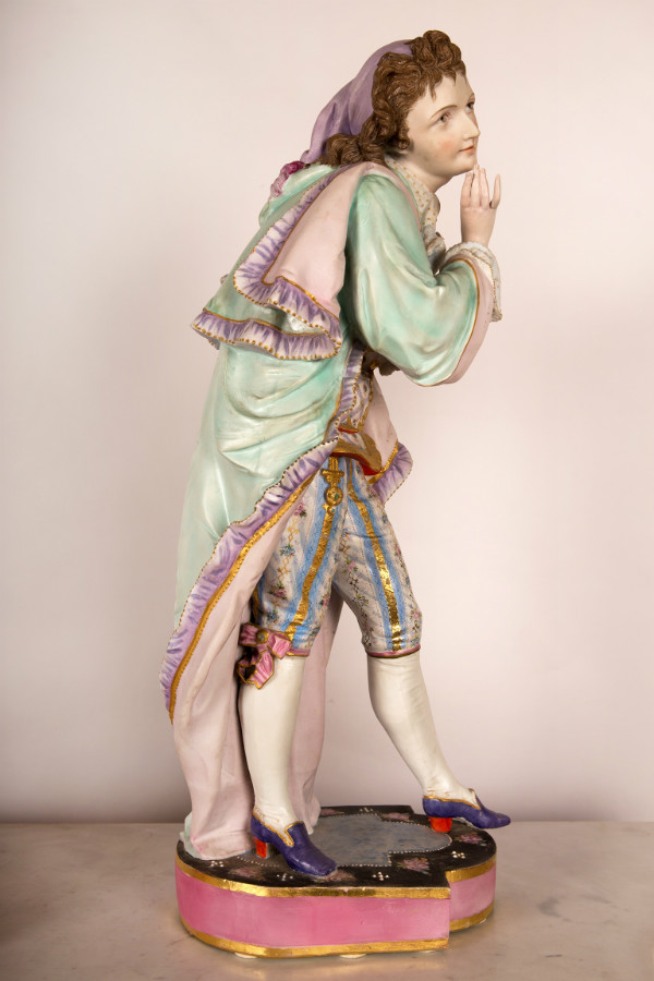 Pair of painted biscuit porcelain statues,  marked Vion et Baury , Paris 19th century