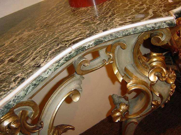 Polychromed and giltwood Italian Baroque style console 