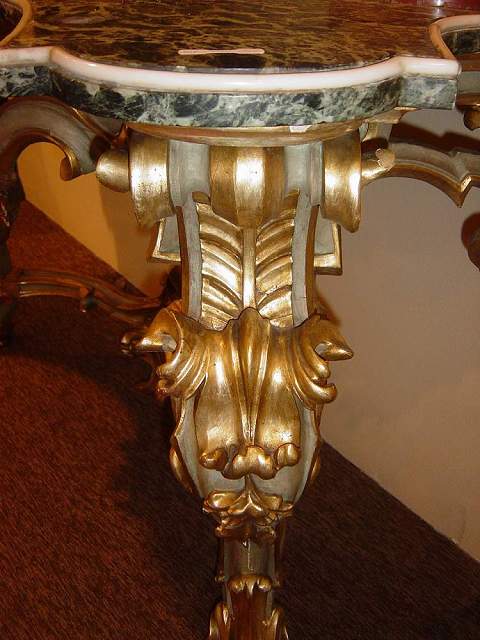 Polychromed and giltwood Italian Baroque style console 