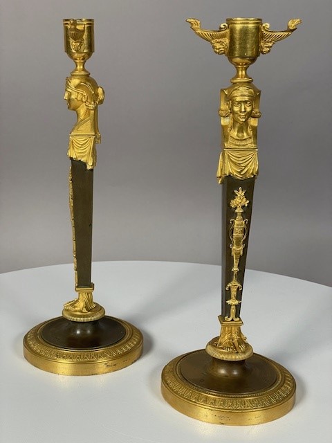 Rare paire of candlesticks à L'égyptienne