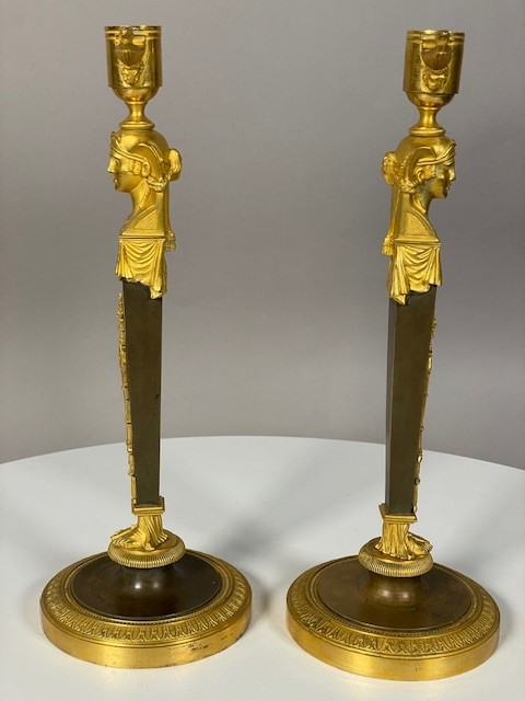 Rare paire of candlesticks à L'égyptienne