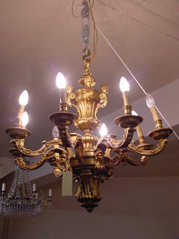 Regence Style Mazarin Bronze Chandelier with Cherubs Heads France late 19th century